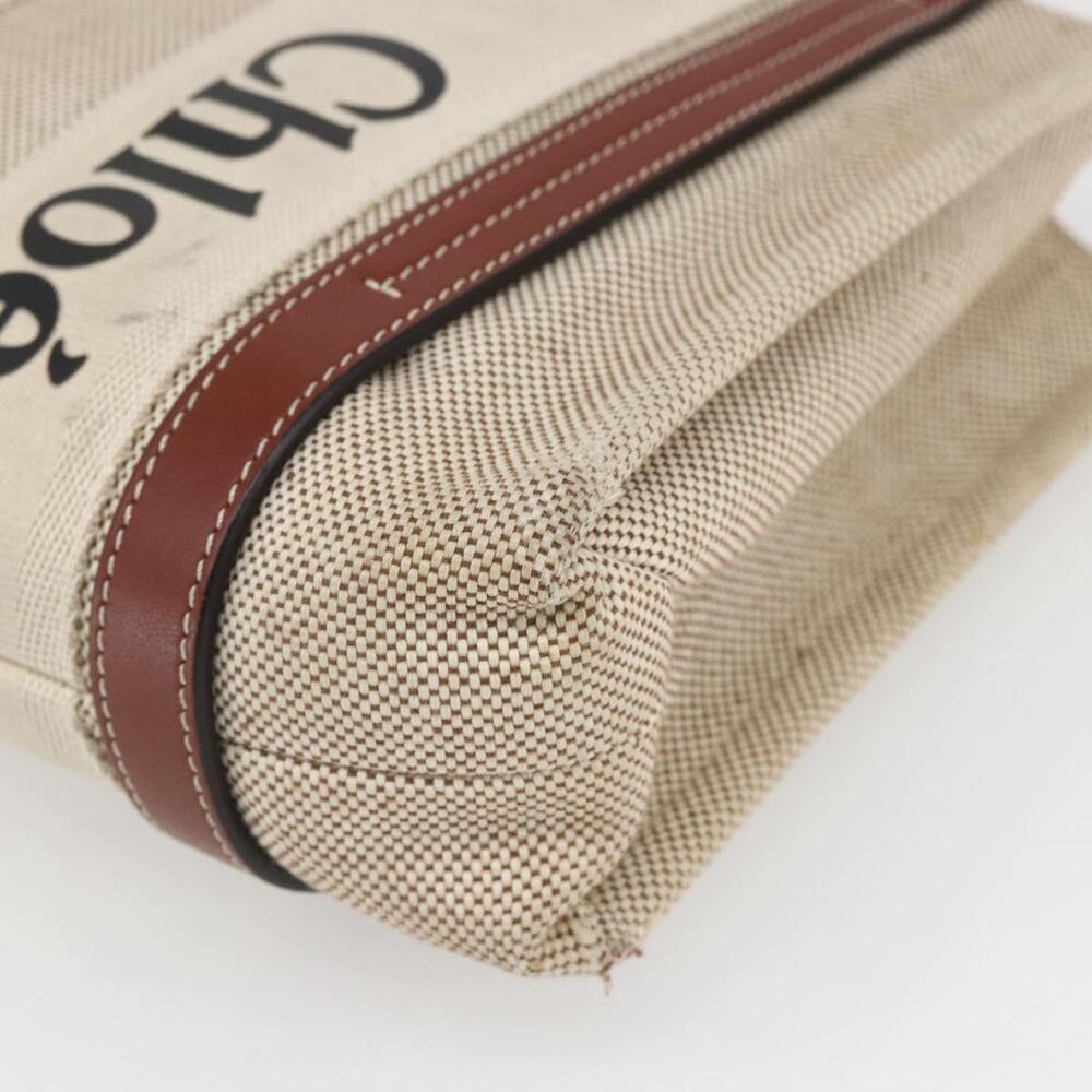 Chloe Woody La Tote Bag Canvas Leather Beige Brown Auth ka1346 - Picture 16 of 16